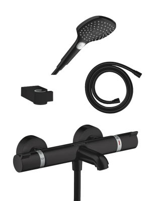 HansGrohe Ecostat Comfort thermostatische kraan muurmontage opbouw badkraan Mat Zwart