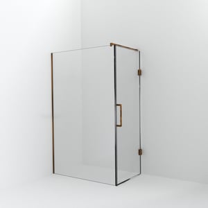 Balmani Modular inloopdouche met deur: 130 x 200 cm met deur 80 cm, Helder glas met coating, Brushed Rosegold profielen