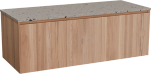 Balmani Idra meuble salle de bains suspendu 135 x 55 cm teck avec Stretto tablette simple ou double en terrazzo greige terrazzo