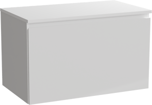 Linie Lado meuble salle de bains suspendu 80 x 46 cm blanc brillant avec Lado tablette simple en marbre composite blanc mat