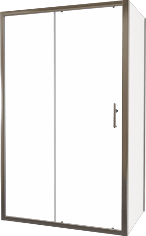 Linie Cadiz douchehoek met schuifdeur en vaste zijwand, 120 x 90 cm, helder glas, geborstelde chroom profielen