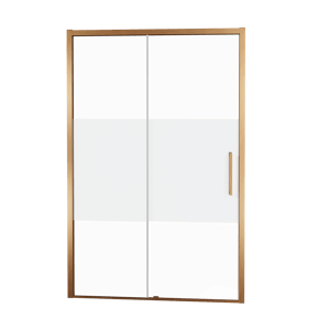 Balmani Senses Design douche schuifdeur links 160 cm x 210 cm Helder glas met matte strook glas, Brushed Rosegold profielen