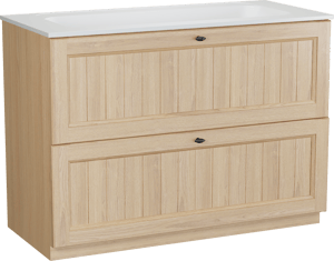 Balmani Lemon staand badkamermeubel 120 x 55 cm, fineer natuur eik met Tablo Strada enkele wastafel in mat wit
