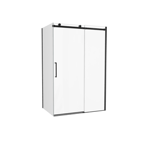 Luca Varess Boltano Eckdusche Schiebetür mit fixierter Seitenwand, 130 x 90 cm, Klarglas, Profil Schwarz