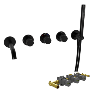 Blaufoss Pavilion Robinet de baigNoire encastré Noir Mat set douchette incl. incl élément intégré