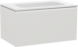 Balmani Idra meuble salle de bains suspendu 90 x 55 cm blanc mat avec Tablo Strada plan simple en marbre composite blanc mat