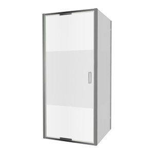 Luca Varess Vidor In douchehoek met draaideur en vaste zijwand 90 x 90 cm Helder glas met matte strook glans chroom profiel