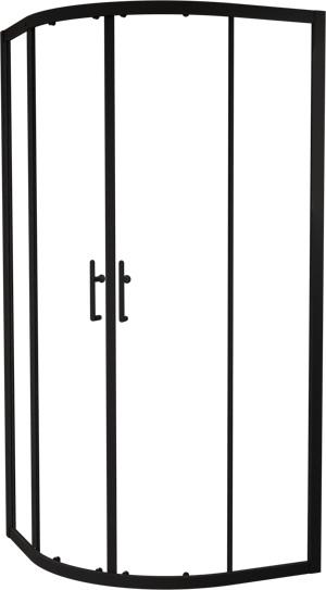 Linie Cadiz douchehoek met hoekinstap met dubbel schuifdeur kwartrond 90 x 90 cm helder glas mat zwart profiel