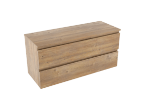 Linie Lado meuble salle de bains suspendu 120 x 46 cm chêne naturel avec Lado tablette simple ou double en mélaminé chêne naturel