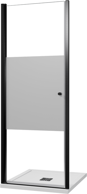 Luca Varess Kuresa porte pivotante 80 x 200 cm verre transparent avec bande mate profil noir mat