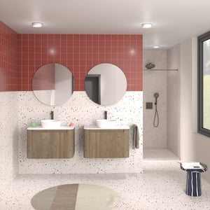 Storke Soft badkamermeubel met Tavola Soft wastafelblad voor waskom(men)