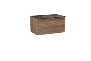 Balmani Forma hängendes Möbelstück Set: 90 x 55 cm, Amerikanischer Nussbaum, mit Stretto Einzel Waschtischplatte, Marmor, Portoro Gold, Horizontale symmetrische gerade Rippe