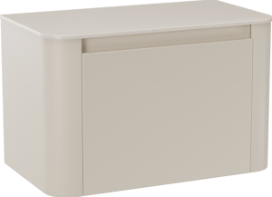 Storke Soft hängendes Möbelstück Set: 80 x 46 cm, Sand Matt, mit Tavola Soft Einzelwaschtischplatte Solid Surface Beige Granit