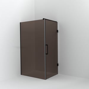 Balmani Modular douche à l'italienne avec porte: 120 x 200 cm avec porte 90 cm, Verre bronze, Profil Noir mat