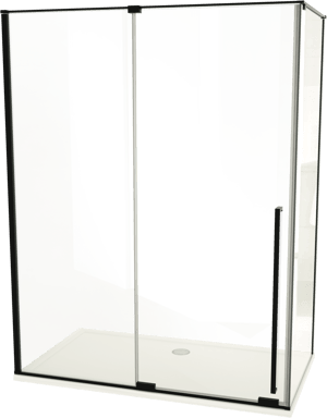 Luca Varess Stilus douchehoek met schuifdeur en vaste zijwand 160 x 90 cm helder glas mat zwart profiel