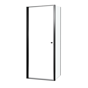 Luca Varess Kuresa coin-douche porte pivotante avec paroi latérale fixe 85 x 90 x 200 cm verre transparent et profil noir mat