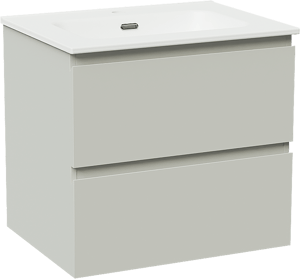 Linie Lado zwevend badmeubel 60 x 46 cm greige met Baro enkele wastafel in porselein mat wit
