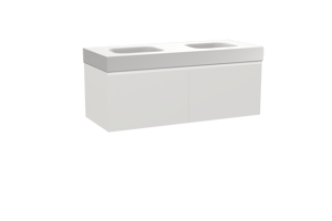 Balmani Idra meuble salle de bains suspendu 135 x 55 cm blanc mat avec Arcato double vasque en solid surface blanc mat