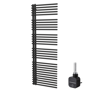 Vipera Nevada enkele handdoekradiator 60 x 180 cm elektrische verwarming mat zwart middenaansluiting 800W, weerstand inbegrepen
