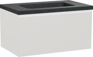 Balmani Idra meuble salle de bains suspendu 90 x 55 cm blanc mat avec Napoli plan simple en granit noir