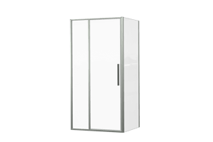 Luca Varess Morano paroi d'angle avec porte pivotante avec 2 panneaux latéraux fixes 100 x 80 cm verre transparent profil chrome brillant