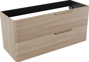 Linie Curvo zwevende wastafelonderkast 120 x 46 cm licht eiken 2 lades