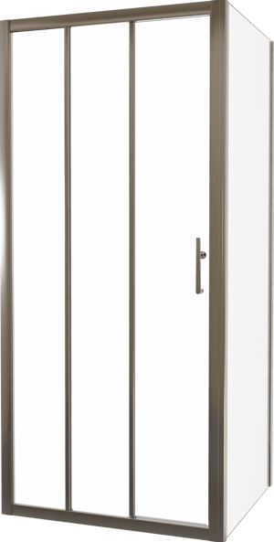 Linie Cadiz douchehoek met schuifdeur en vaste zijwand, 90 x 90 cm, helder glas, geborstelde chroom profielen