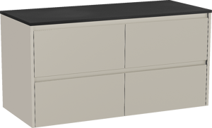 Storke Seda hängendes Möbelstück Set: 120 x 52 cm, Seidengrau, mit Panton Einzel- oder Doppel Waschtischplatte, Pulverbeschichtetes MDF Schwarz matt