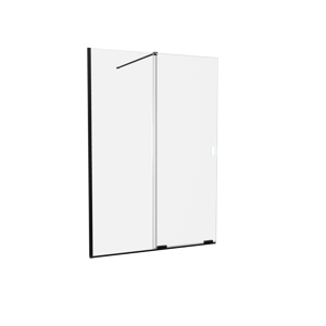 Balmani Move Slide douche à l'italienne avec panneau coulissant 140 x 200 cm verre transparant profil Noir Mat