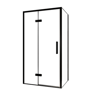 Balmani Senses Design Eckdusche: Drehtür (Links) mit fixierte Seitenwand, 100 x 100 cm, Klarglas, Profil Schwarz
