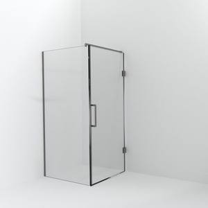 Balmani Modular douche à l'italienne avec porte: 100 x 200 cm avec porte 100 cm, Verre transparent avec coating, Profil Brushed Inox