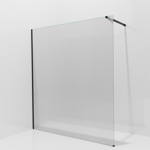 Balmani Modular inloopdouche: 180 x 200 cm, Ribs met coating, Mat zwarte profielen