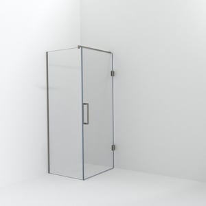 Balmani Modular inloopdouche met deur: 80 x 200 cm met deur 90 cm, Extra helder glas met coating, Brushed CoolMetal profielen