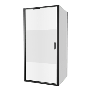 Luca Varess Vidor In douchecabine met draaideur en vaste zijwand 100 x 90 cm Helder glas met matte strook mat zwart profiel