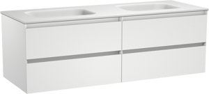 Balmani Mitra zwevend badmeubel 150 x 55 cm mat wit met Tablo Arcato dubbele wastafel in solid surface mat wit