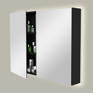 Storke Reflecta armoire de toilette lumineuse 100 x 75 cm noir mat