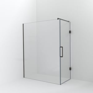 Balmani Modular douche à l'italienne avec porte: 160 x 200 cm avec porte 80 cm, Verre transparent, Profil Brushed GunMetal