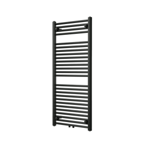 Vipera Kanza enkele handdoekradiator 50 x 120 cm centrale verwarming mat zwart zij- en middenaansluiting 691W