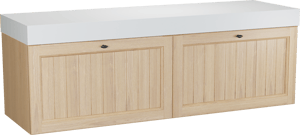 Balmani Lemon meuble salle de bains suspendu 180 x 55 cm, plaqué chêne naturel avec Dominus tablette simple ou double en blanc mat