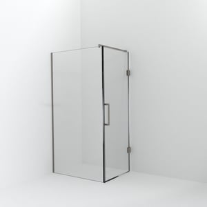Balmani Modular inloopdouche met deur: 110 x 200 cm met deur 80 cm, Helder glas met coating, Brushed CoolMetal profielen