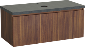 Balmani Sfera meuble salle de bains suspendu 120 x 55 cm noyer américain avec Rock tablette simple en granit noir