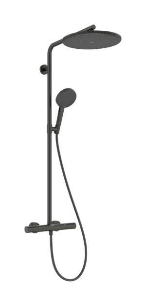 Hansgrohe Raindance Alive S Puro Showerpipe Duschsystem 300 1jet mit Ecostat Element Thermostat, Brushed Black Chrome