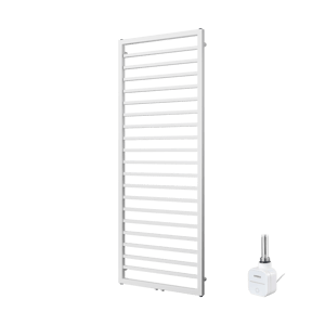 Vipera Listona enkele handdoekradiator 60 x 180 cm elektrische verwarming mat wit zij- en middenaansluiting 800W, weerstand inbegrepen