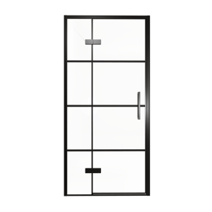 Balmani Senses Design douche draaideur links 100 cm x 210 cm Lined glas, Zwarte profielen