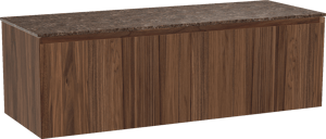 Balmani Idra zwevend badkamermeubel 150 x 55 cm notelaar met Stretto enkel of dubbel tablet in marmer dark emperador