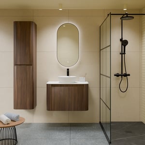 Storke Soft Badmöbel Set mit Tavola Soft Waschtischplatte für Aufsatzwaschbecken