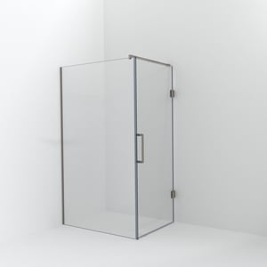 Balmani Modular inloopdouche met deur: 120 x 200 cm met deur 90 cm, Helder glas, Brushed CoolMetal profielen