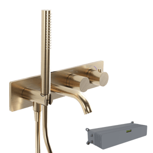 Blaufoss Round robinet de bain robinet thermostatique montage mural encastré Brushed Champagne Gold incl élément intégré