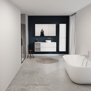 Storke Edge meuble salle de bains avec tablette pour vasques Tavola