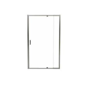 Luca Varess Vidor Telescope porte pivotante 120 cm x 190 cm verre transparent chrome profil brillant